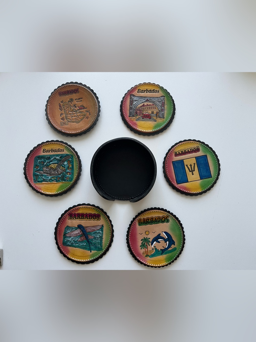 Barbados Souvenir Coasters - Colorful Handpainted Set